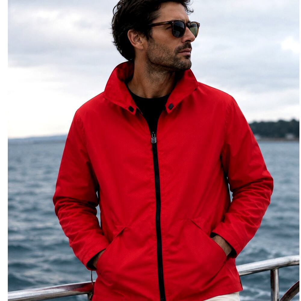 Marinepool S Reversible Waterproof Sailing Jacket $250 Softshell Red Black NEW!